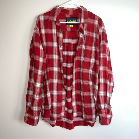 Cabela’s Men’s Red Plaid Cotton Button Down Flannel Size XL - Picture 6 of 7